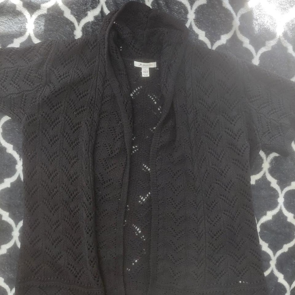 EUC JM Collection black open-front Cardigan in size large